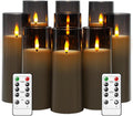 Flickering Flameless Candles Battery Operated Pillar Pack of 9 - Long