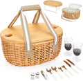 Picnic Basket for 2 - Wicker Picnic Basket Set with Wine Table