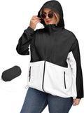 Plus Size Womens Rain Jacket with Hood XL-5XL - Packable Trench