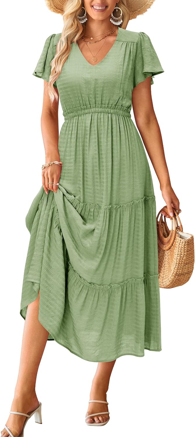 VOTEPRETTY Women's Summer Boho Maxi Dress for Beach Weddings