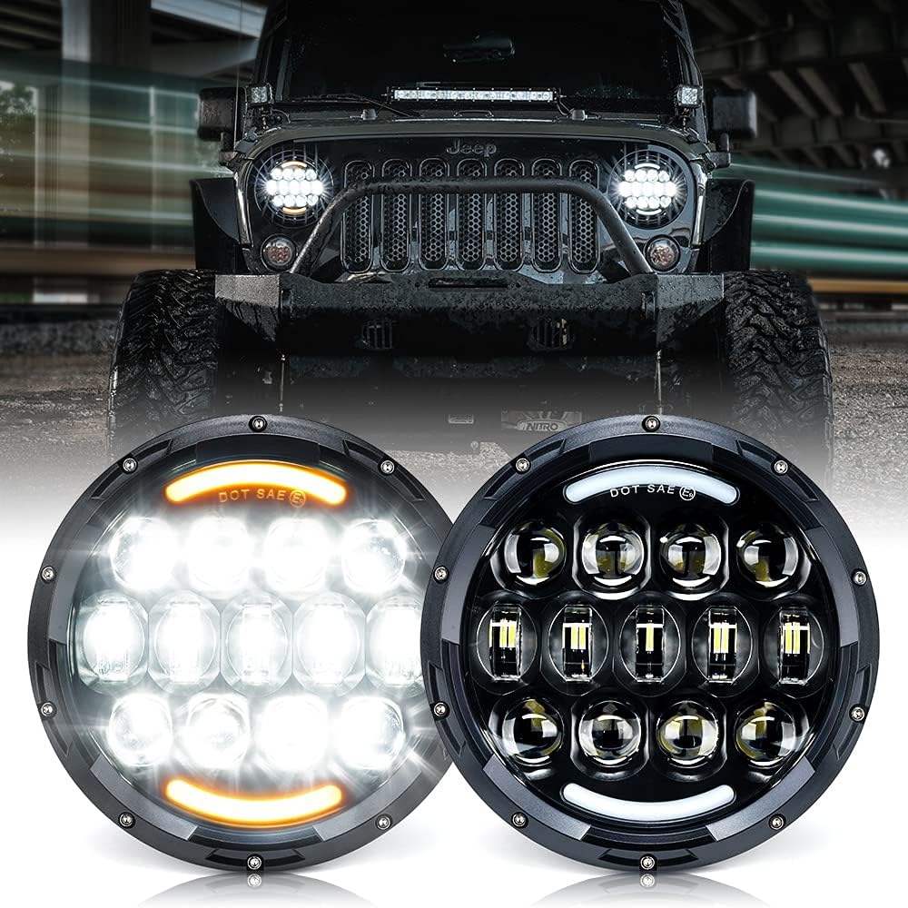 Xprite 105W LED Wrangler Headlights for Jeep JK TJ LJ 1997-2018