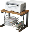 Desktop Printer Stand 2-Tier Wood Rustic Shelf - Space-Saving