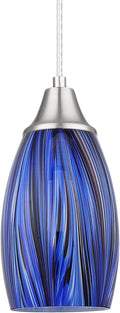 Mini Art Glass Dark Blue Pendant Lights - Hand-Blown Mini Pendant