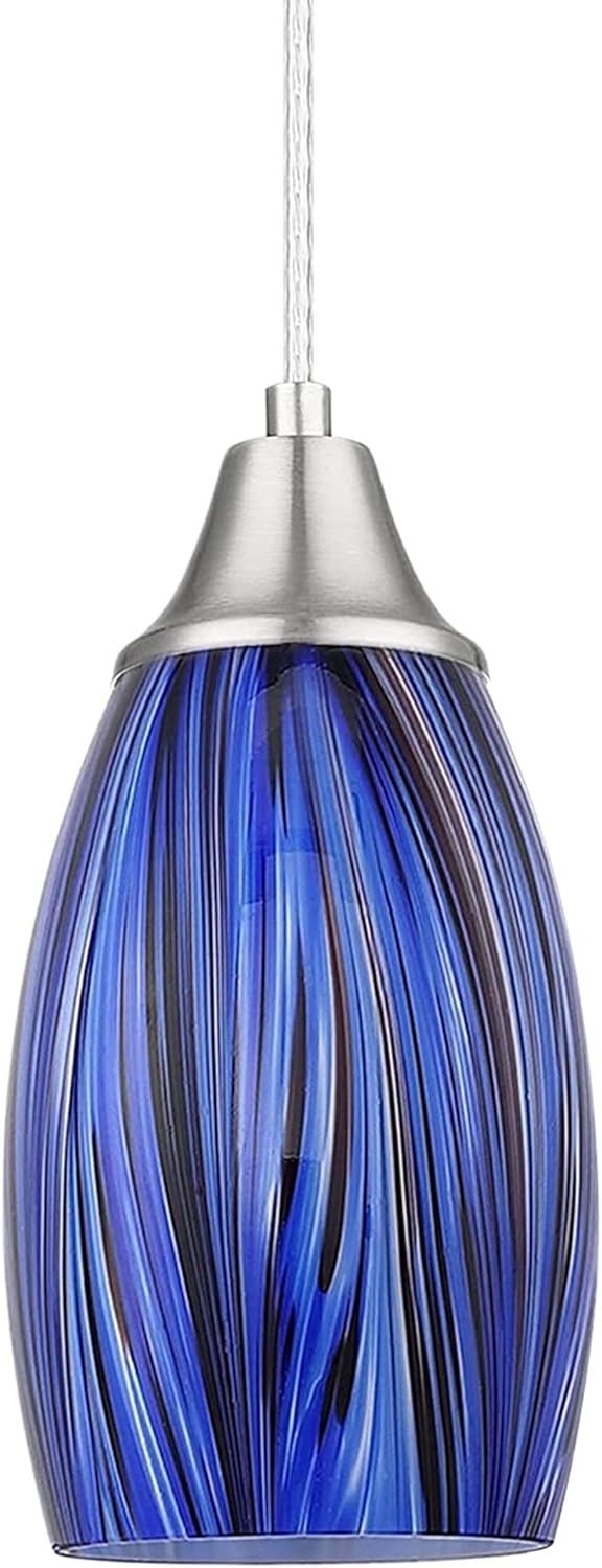 Mini Art Glass Dark Blue Pendant Lights for Kitchen Island