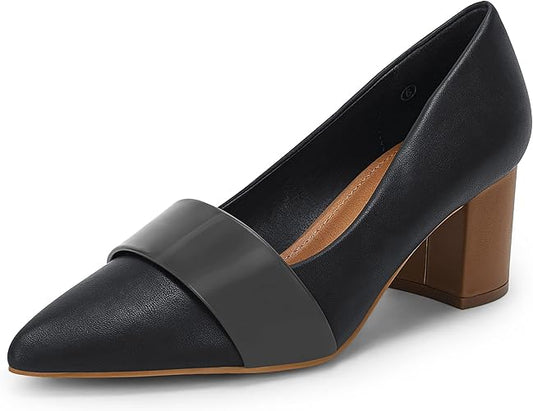 Mafulus Women's Chunky Low Heels Pumps for Office Wear
