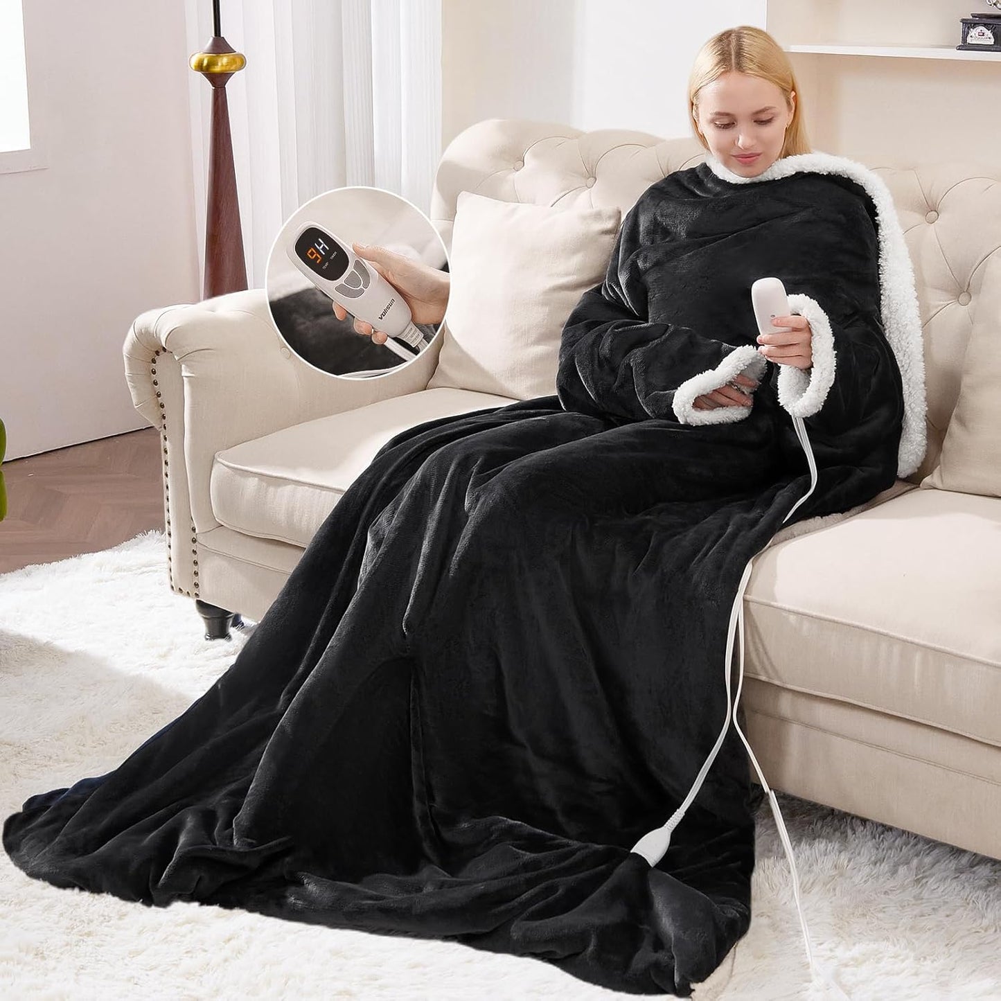 VOLISUN Wearable Heated Blanket with Foot Pocket for Comfort