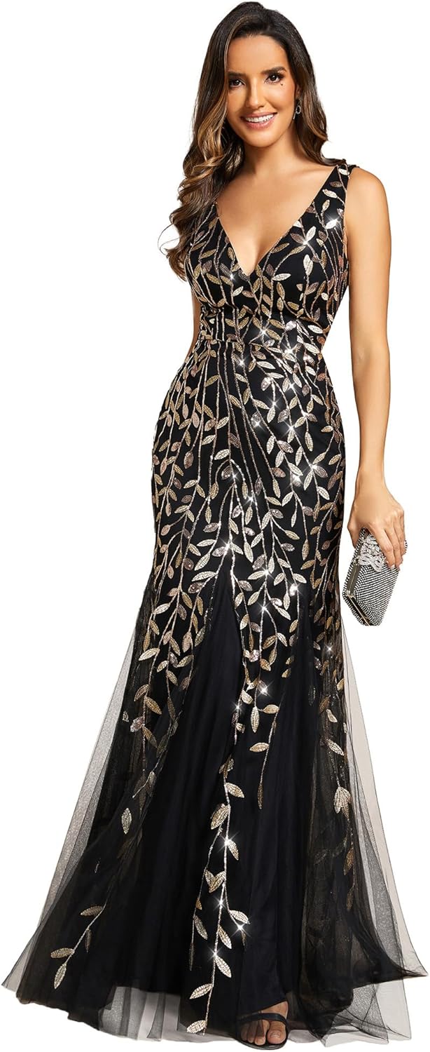 Stunning Mermaid Evening Dress with Sequin Tulle Design