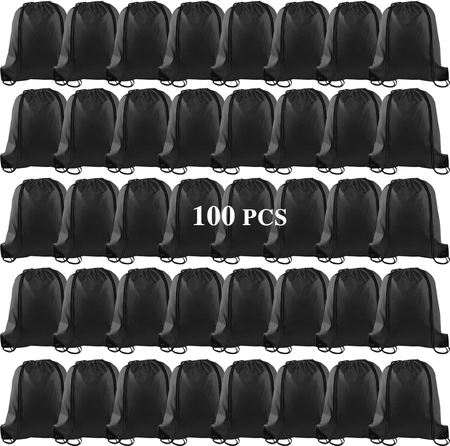 KUUQA 100Pcs Black Drawstring Backpack Bags for Sports & Travel