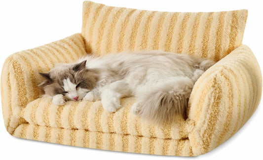 Hollypet Cat Bed Fluffy Plush Double-Layer Soft Pet Couch