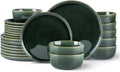 Ceramic Dinnerware Set for 8, 24 Pieces - Reactive Glaze, Earth Green