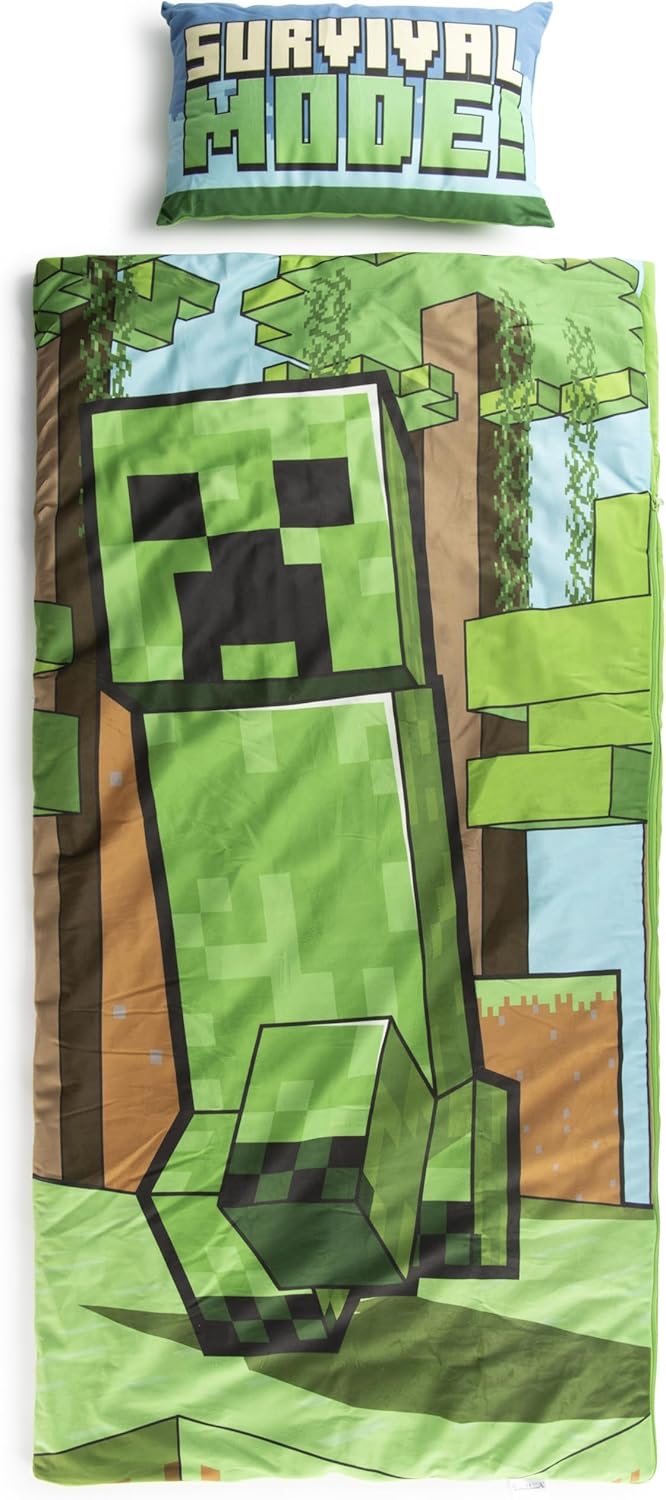 Minecraft Kids Slumber Bag and Pillow Set for Sleepovers