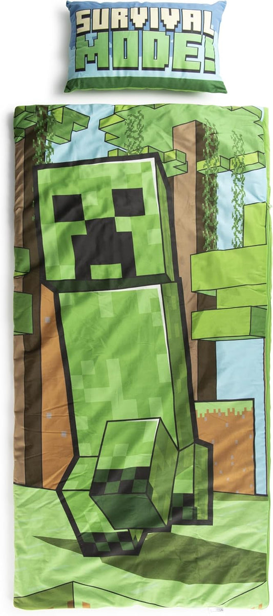 Minecraft Kids Slumber Bag and Pillow Set for Sleepovers
