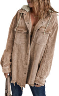 Dokotoo Womens 2025 Fall Corduroy Shacket Jacket - Color Block