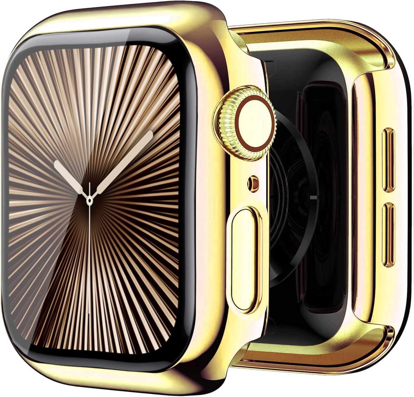 46mm Gold Apple Watch Case, Full Coverage Tempered Glass Protector