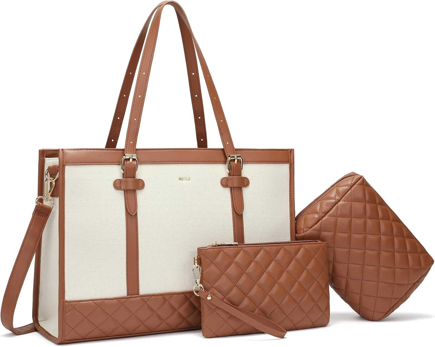 Keyli 3pcs Laptop Bag for Women - Stylish Canvas Tote Bag