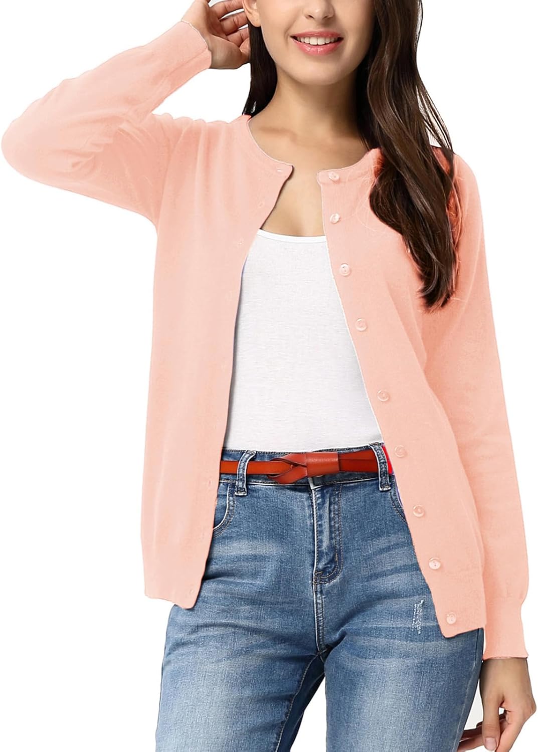 Classic Long Sleeve Knit Cardigan Sweaters for Women S-3XL