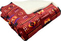 Reversible Sherpa Aztec Blanket 79in x 95in - Burgundy Queen