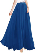 Women Full/Ankle Length Pleated Chiffon Maxi Skirt - Flowy Fit