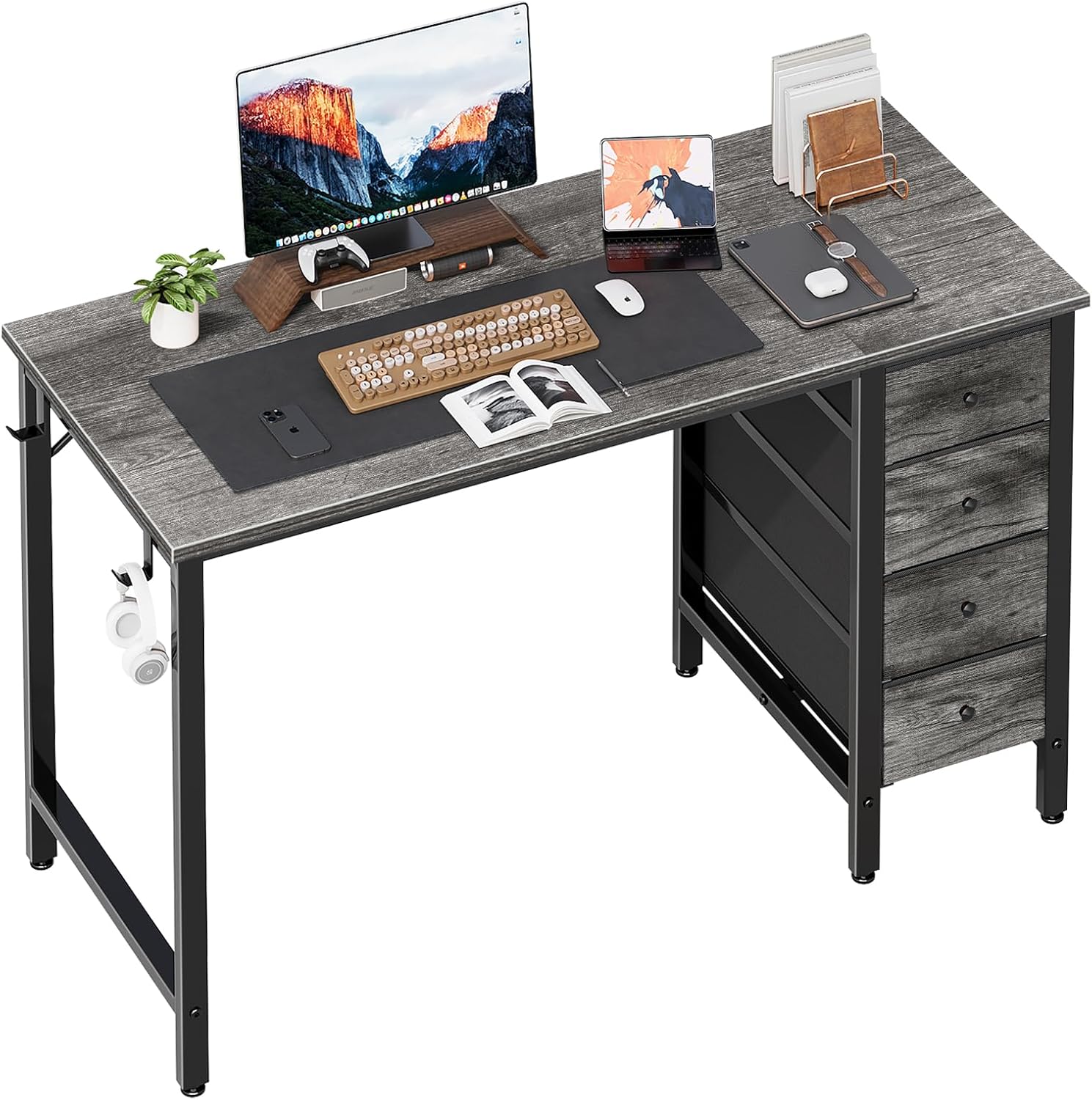Lufeiya 47 inch Computer Desk with 4 Fabric Drawers for Home