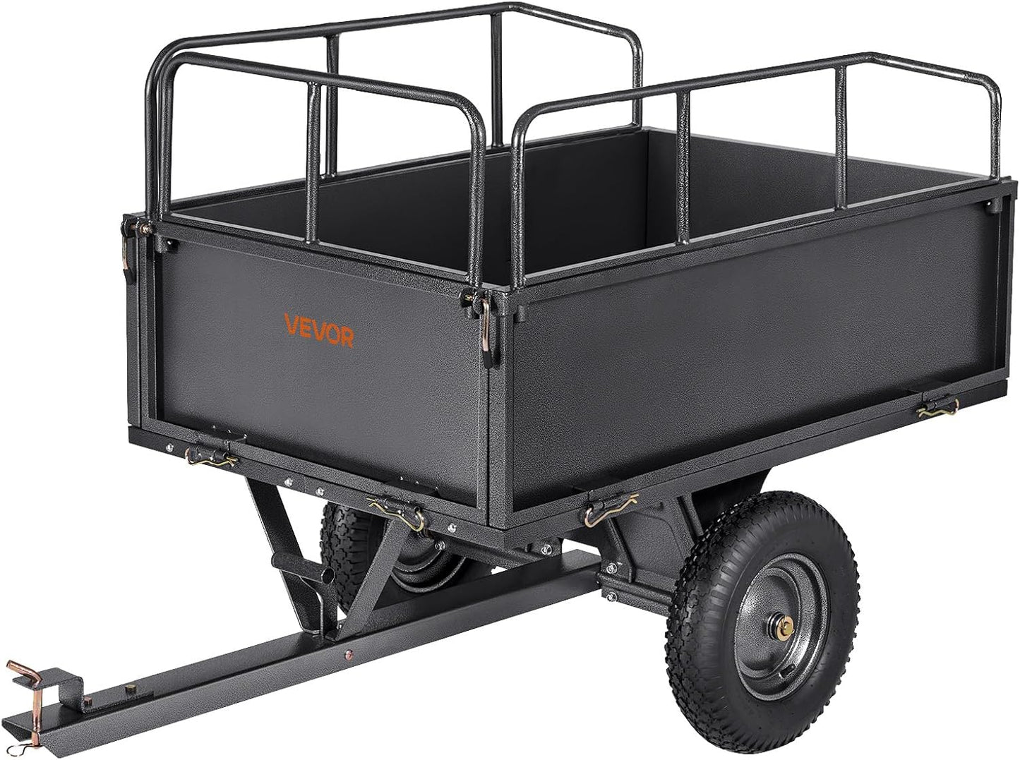 Heavy Duty ATV Trailer Tow Behind Dump Cart for Lawn Mower 600lbs