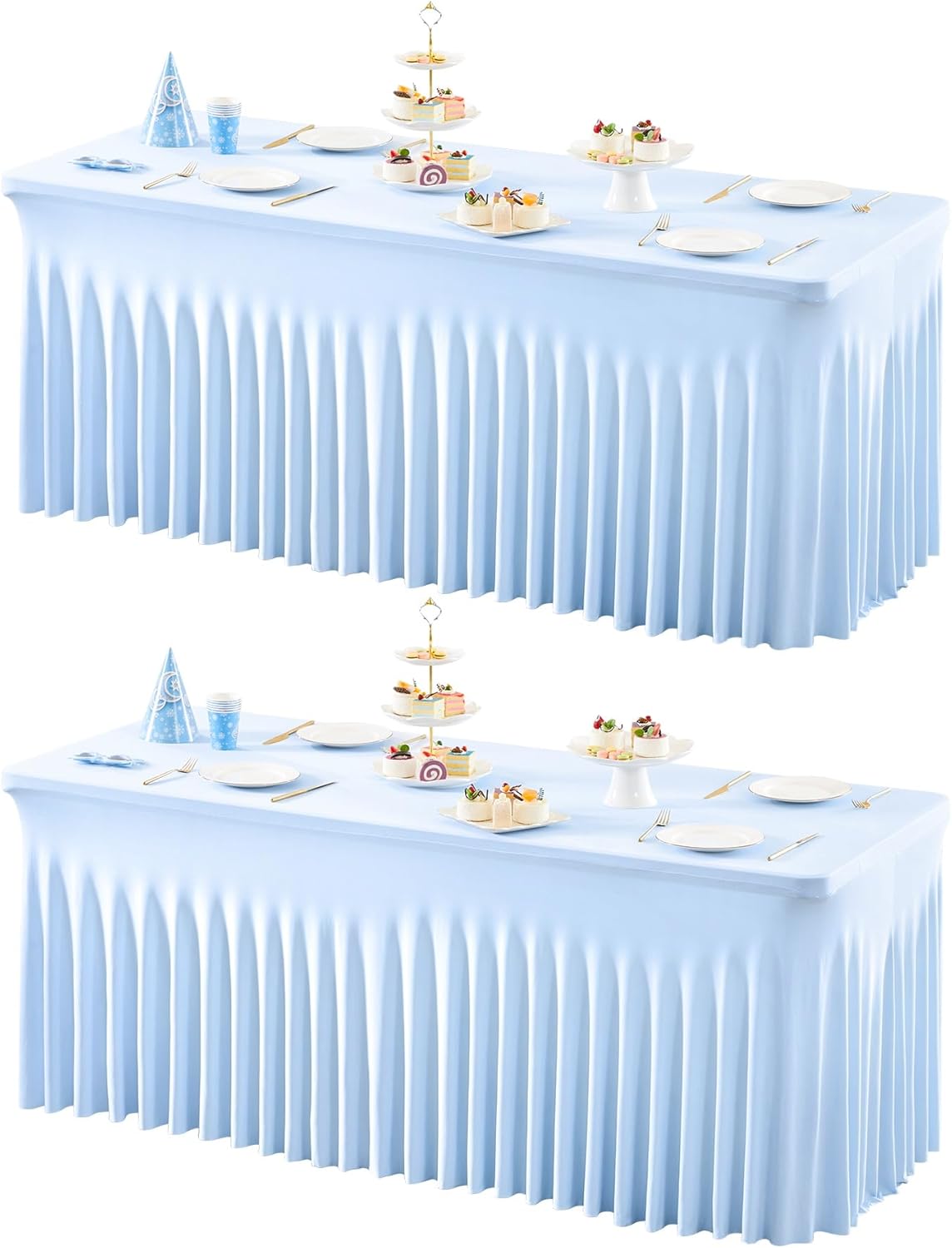2 Packs Baby Blue Table Covers for 6 Foot Rectangle Tables