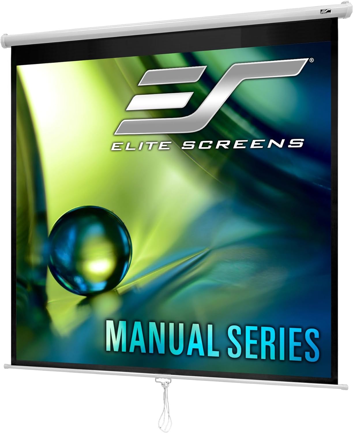 71-INCH Elite Screens Manual Projector Screen, Auto Lock, 8K/4K 3D, 2-YEAR WARRANTY