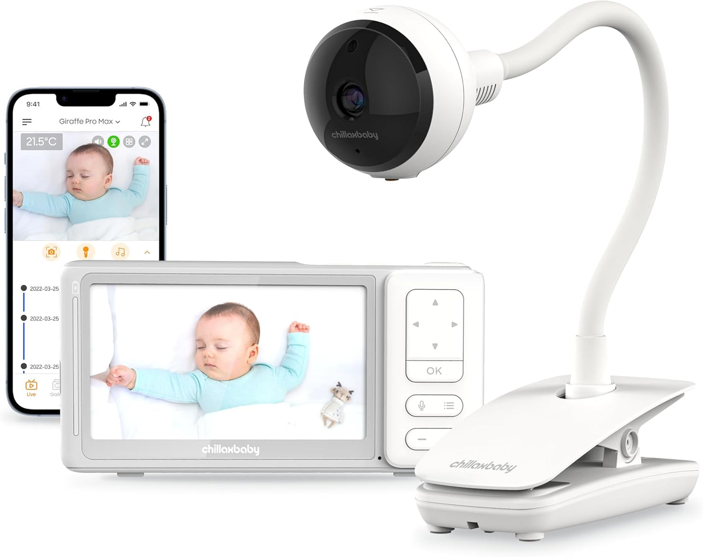 CHILLAX Giraffe Pro Max Baby Monitor with 1080p HD Camera