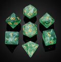 Natural Gemstone Dice Set 7PCS Green Fluorite Crystal Dice - Gift Box