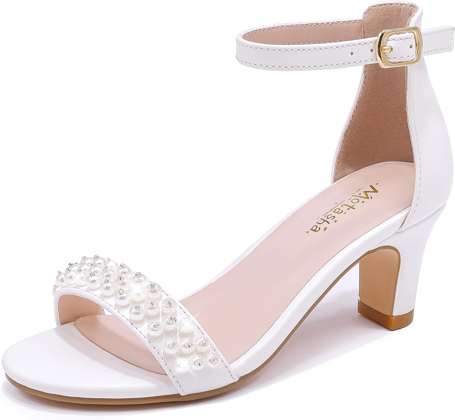 Girls Heel Sandals Open Toe Ankle Strap High Heels for Kids