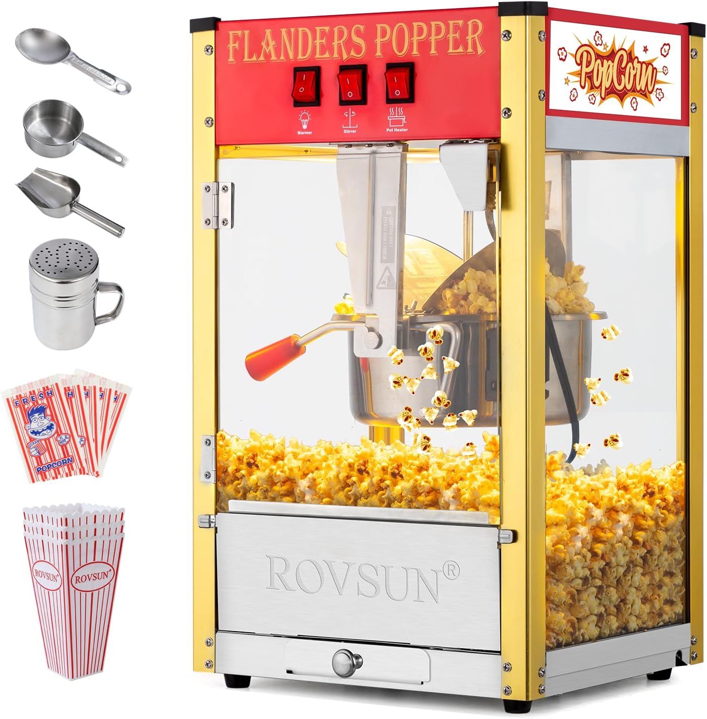 ROVSUN Movie Theater Style Popcorn Maker - Up to 32 Cups!