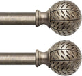 Silver Curtain Rods 2 Pack 18-60 in - Heavy Duty Leaf Finials