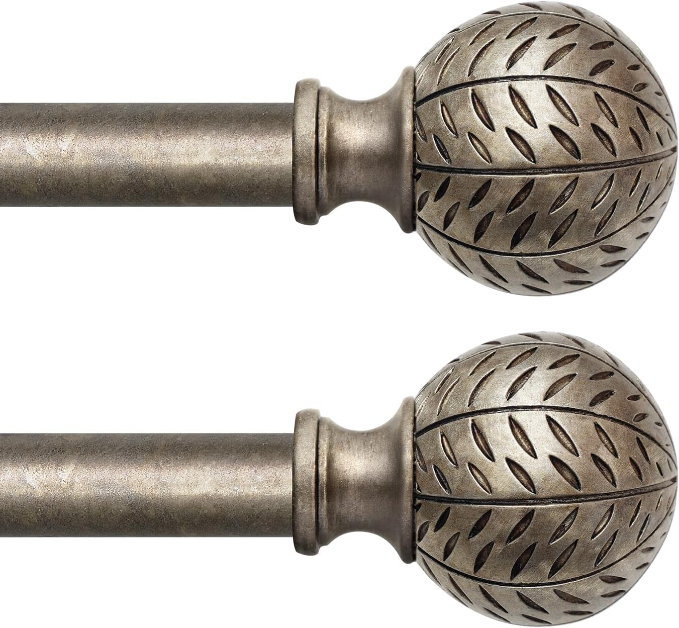 2 Pack Silver Curtain Rods for Windows 28 to 48 Inch, 1ft' Diameter