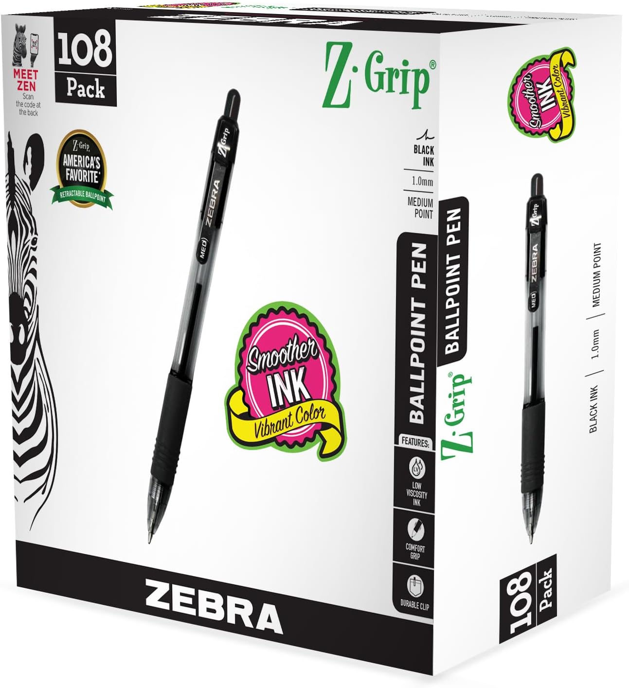 Zebra Pen Z-Grip Retractable Ballpoint Pens for Smooth Writing