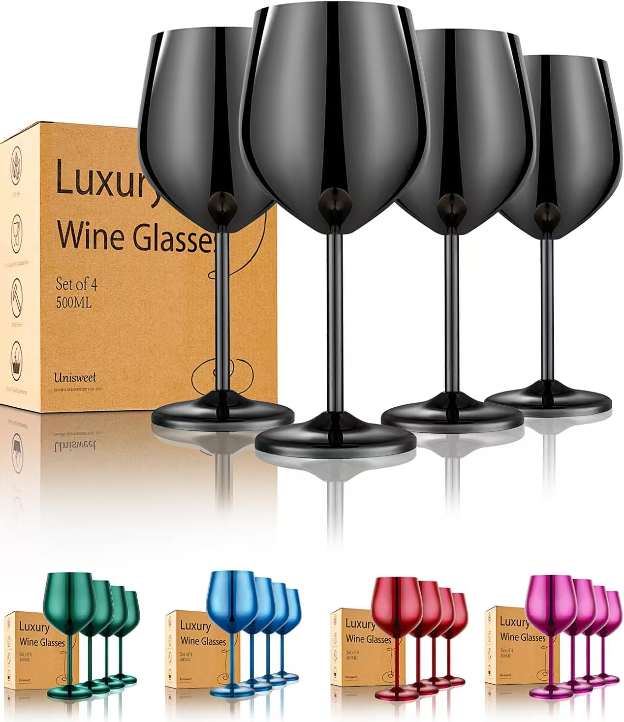Unbreakable Stainless Steel Wine Glasses Set of 4 for Any Occasion