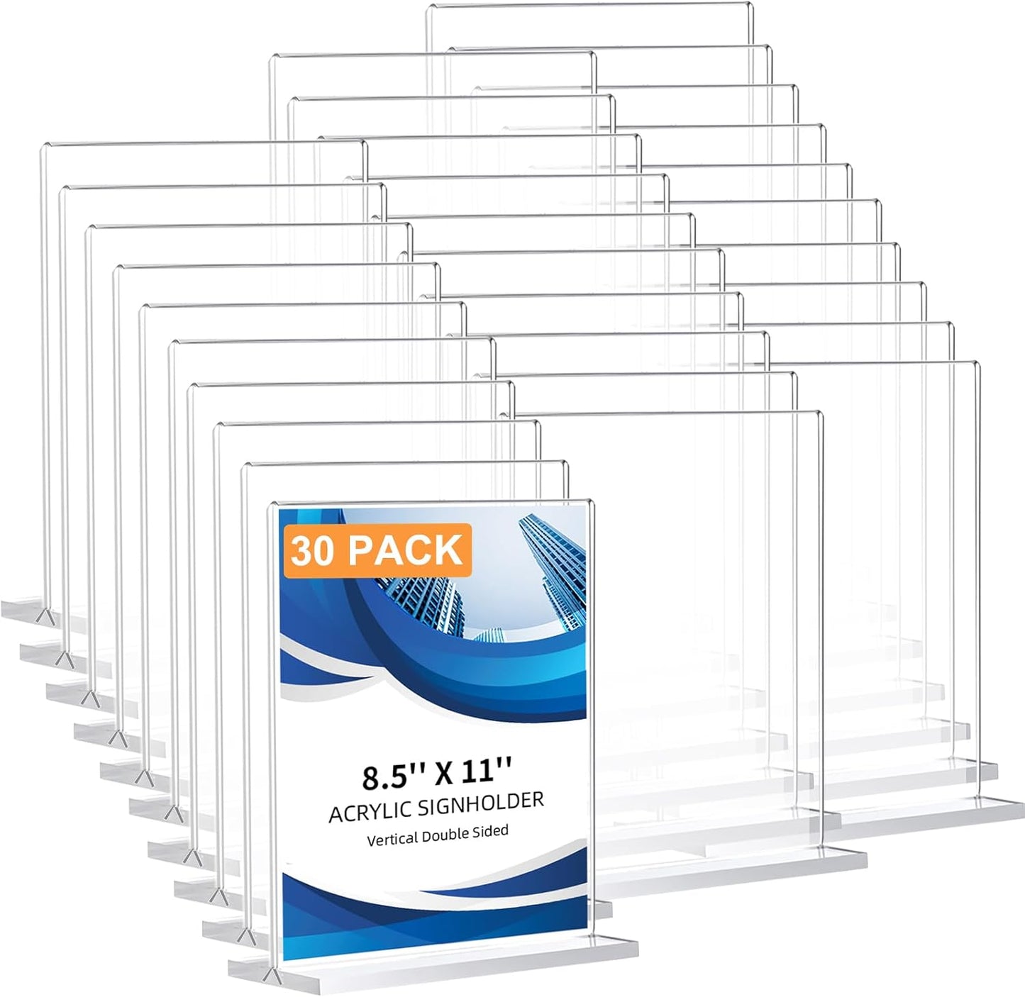 30 Pack Acrylic Sign Holder 8.5 x 11 for Versatile Displays