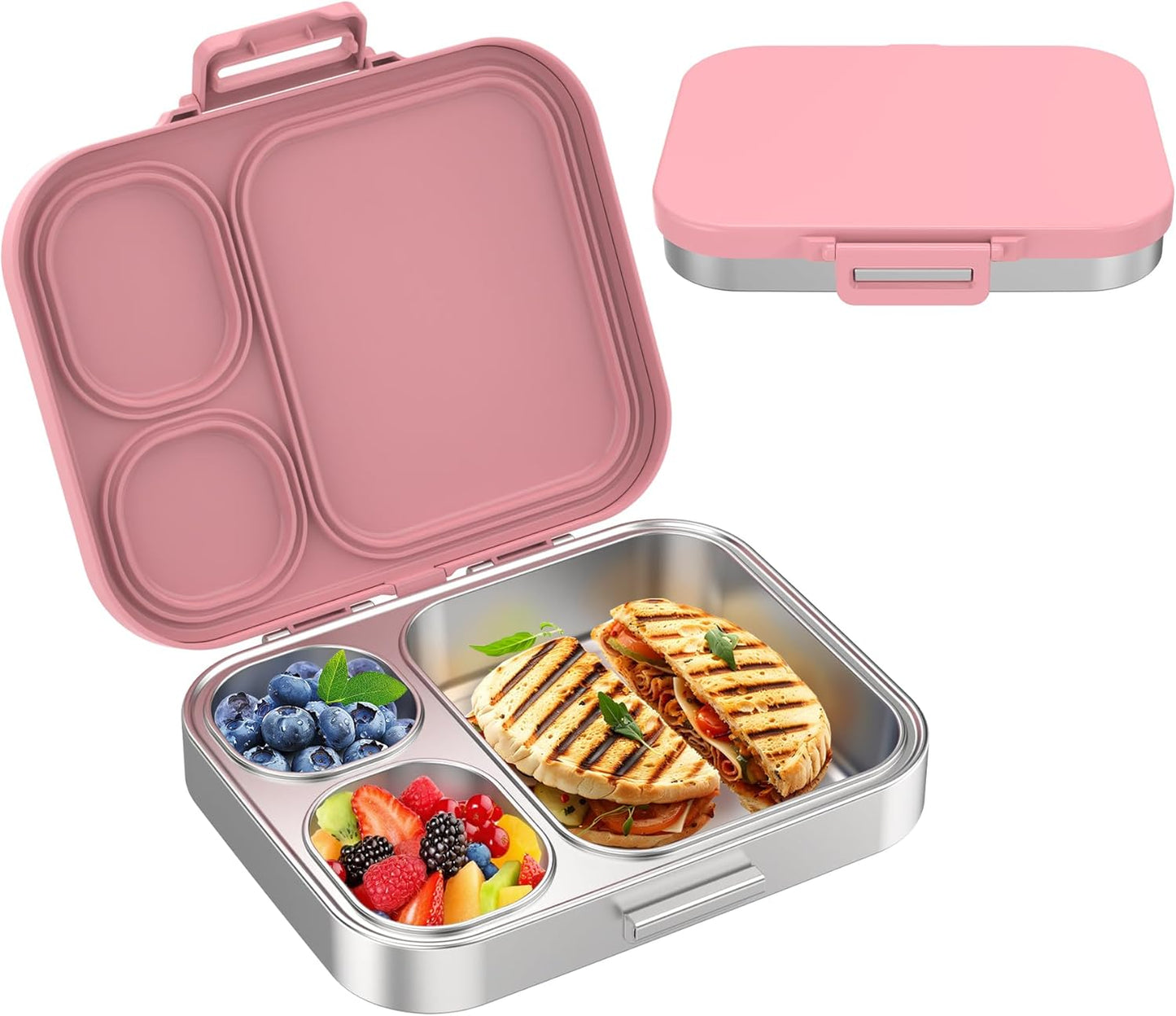 Stainless Steel Bento Lunch Box for Kids - 3 Compartment Design