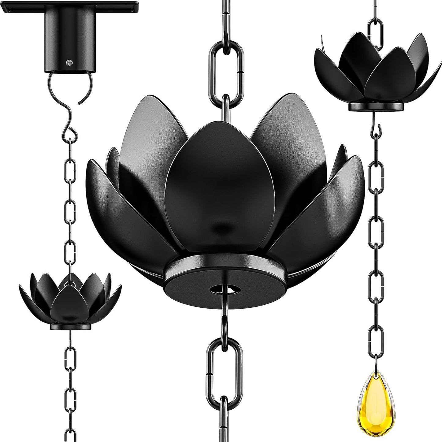 Rain Chain for Gutters Outside 8.5ft with 12 Cups for Gardens