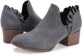 Fashare Womens Faux Leather Cutout Booties Ankle Heels - Slip On Style