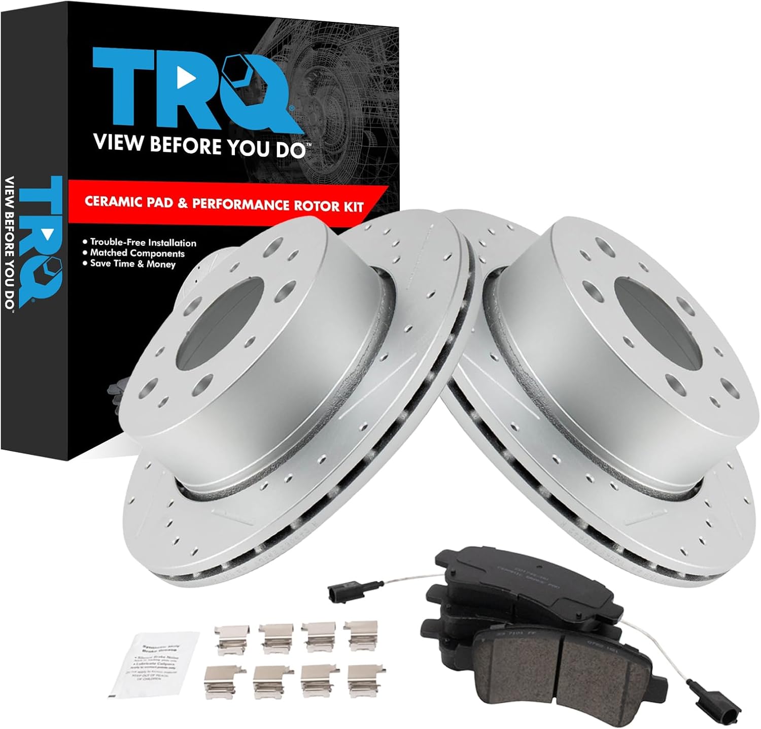 TRQ Rear Brake Pad & Rotor Kit for 2014-2021 Ram ProMaster