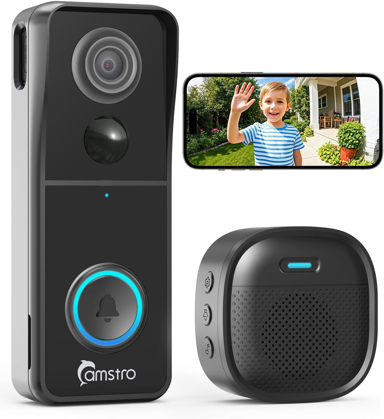 Smart 3K Video Doorbell - Wireless, Human Detection, Night Vision