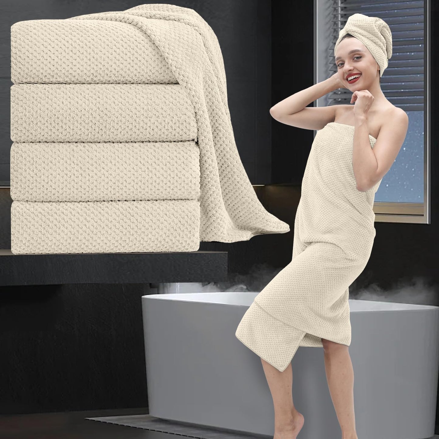 Extra Large Bath Towel Set of 4 for Ultimate Comfort and Absorbency