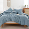 Dusty Blue Comforter Set Queen - Soft Lightweight All-Season Comfort