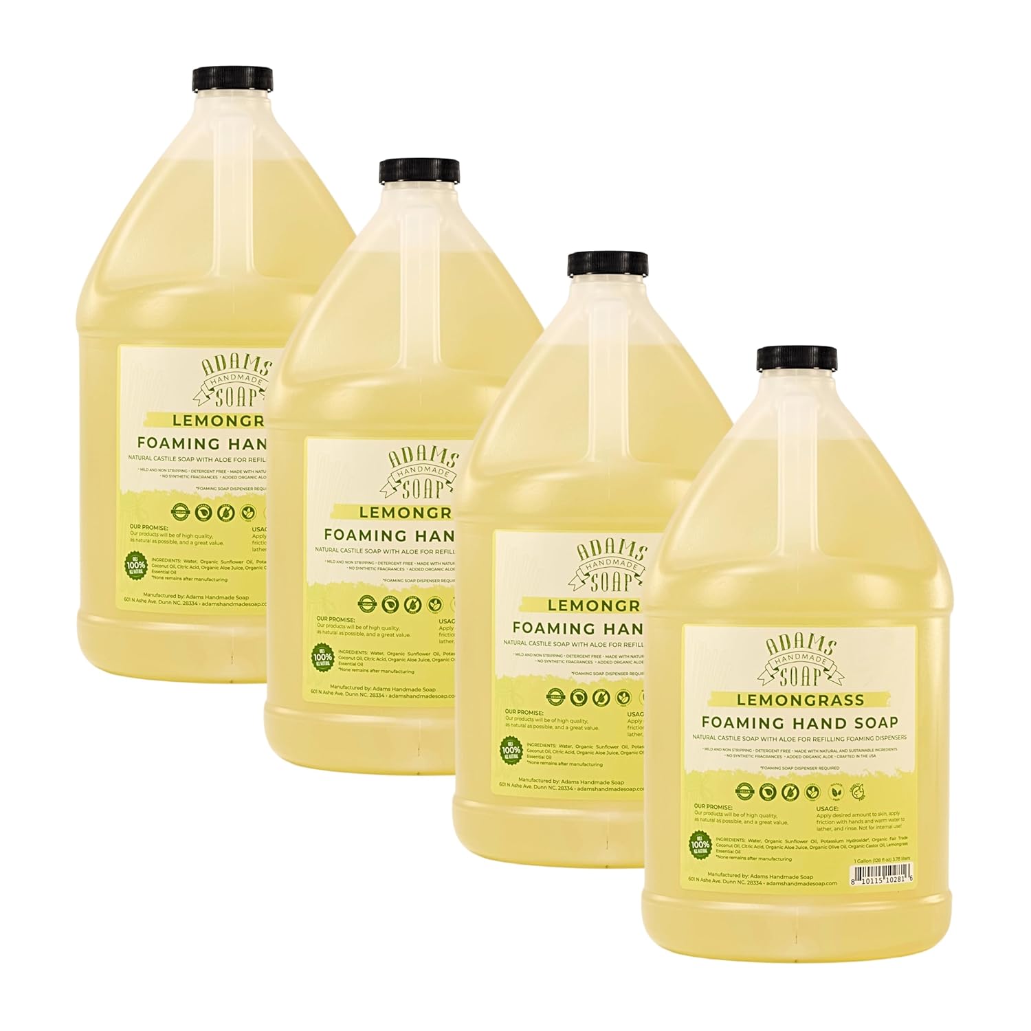 Adams Handmade Soap Liquid Foaming Soap 1 Gal - Lemongrass Pack
