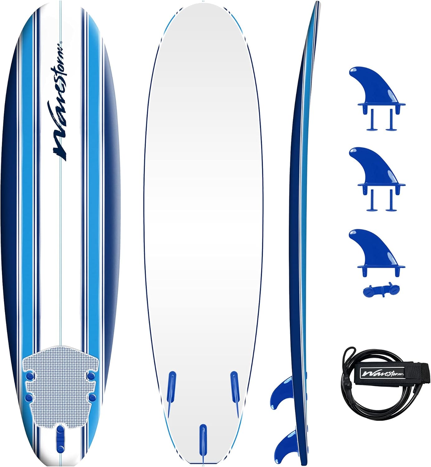 Wavestorm 7ft Surfboard for Beginners - Complete Set with Fins