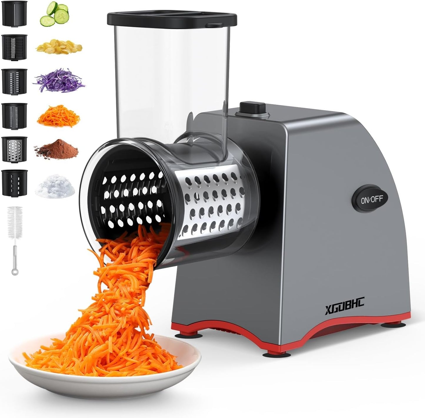 Electric Cheese Grater with 6 Blades for Effortless Shredding