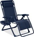 Zero Gravity Chair Navy Recliner - Folding Patio Recliner with Tray