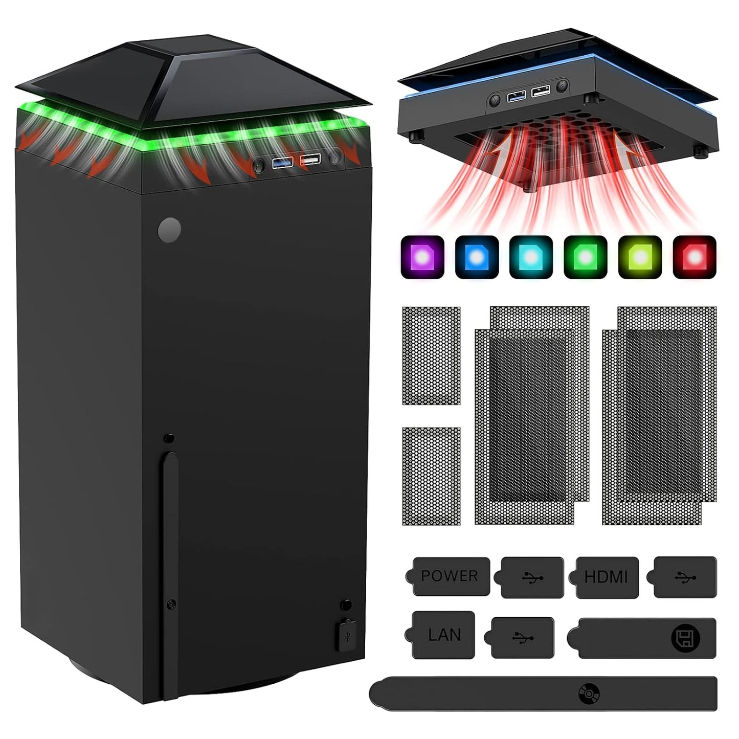 Xbox Series X Cooling Fan with Colorful Light Strip