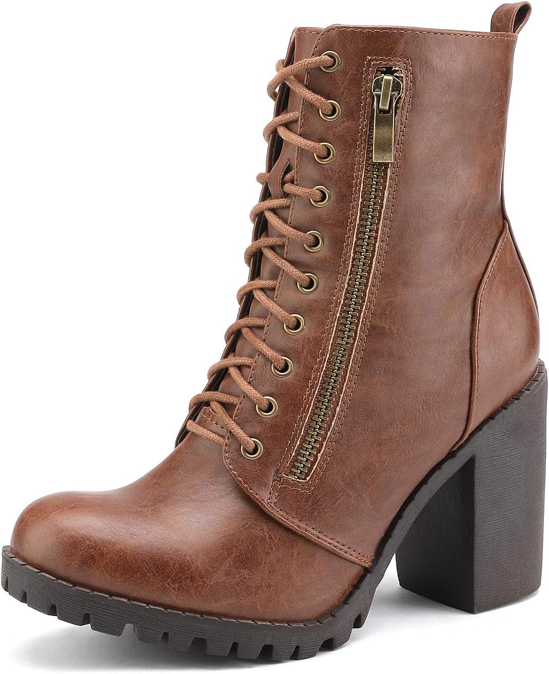DREAM PAIRS Women's Combat Ankle Boots with Chunky Heel Style