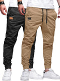 Mens Cotton Cargo Joggers - Twill Drawstring Chino Pants