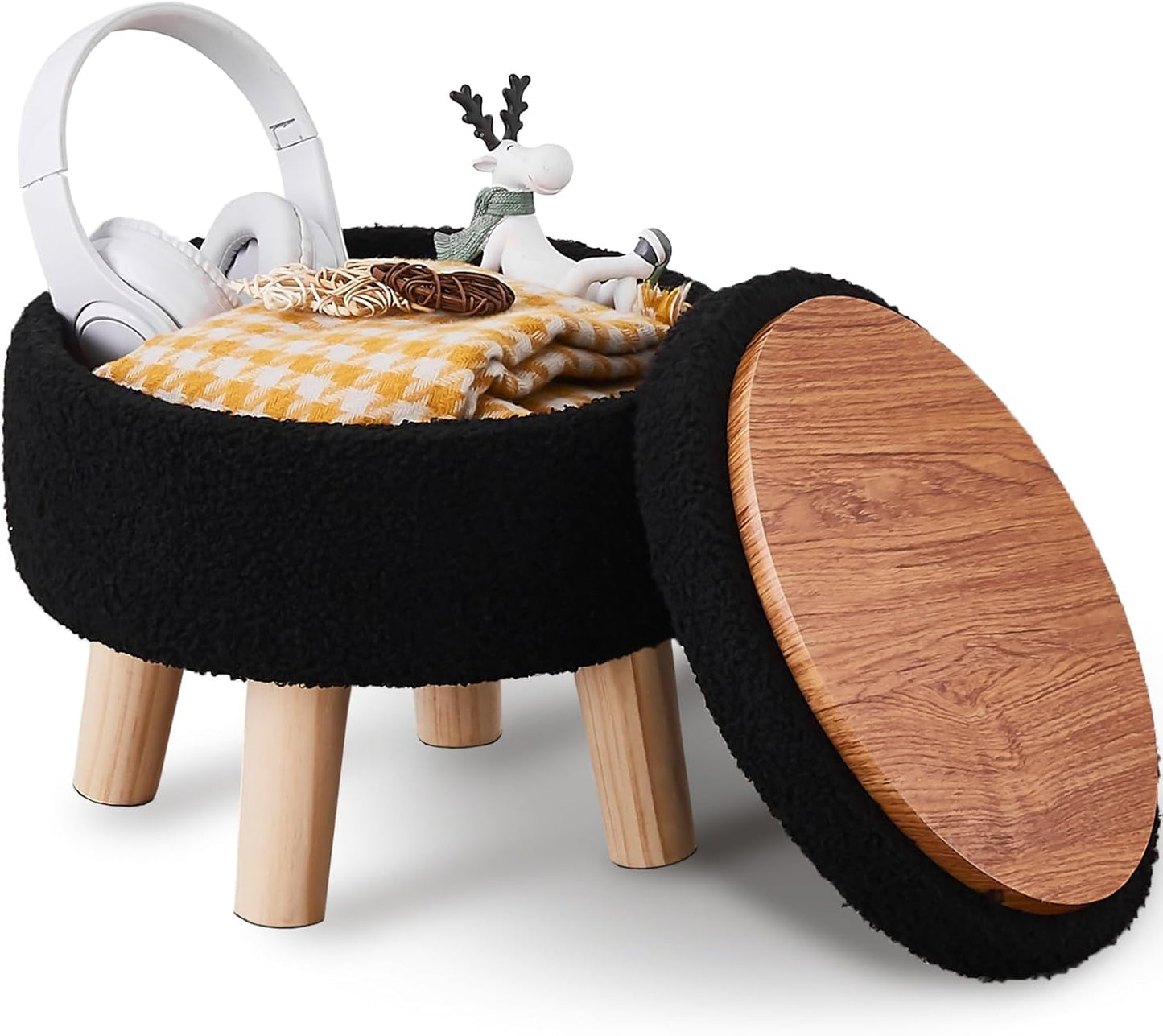 Wimarsbon Storage Ottoman: Modern Round Footrest for Any Space